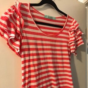 Flirty Orange & White Striped Shirt